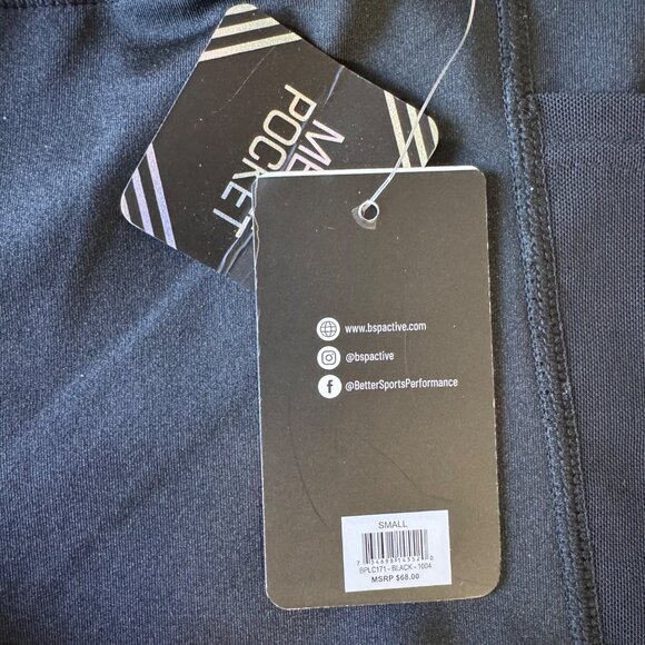 BSP High-Waist Capri Leggings W/Media Pocket Black Small Polyester/Spandex New - Picture 4 of 12